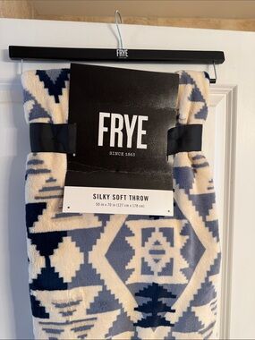 FRYE Navy and Cream Aztec Silky Soft Throw
